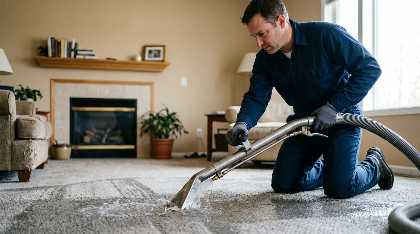 Water damage restoration technician working near Hume, VA